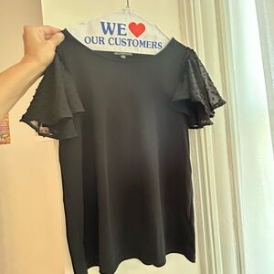 Elegant Black Women's Top with Sheer Sleeves
